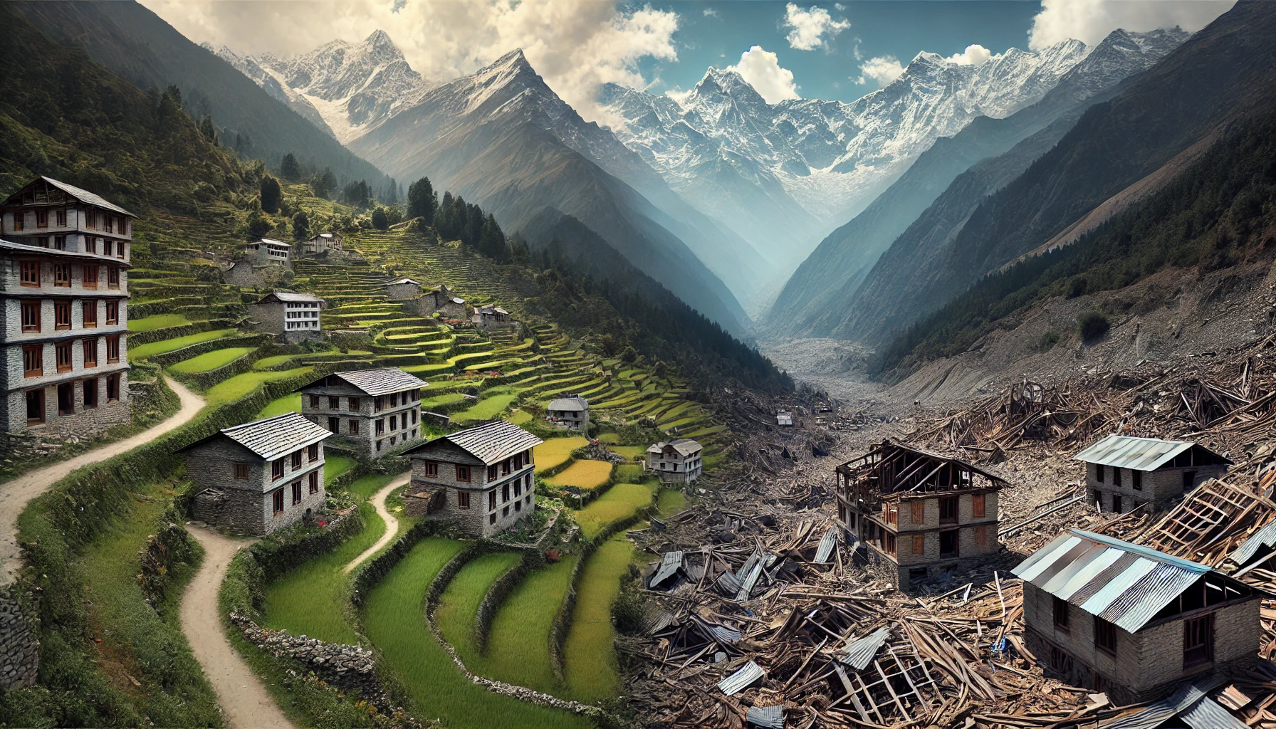 langtang village before and after