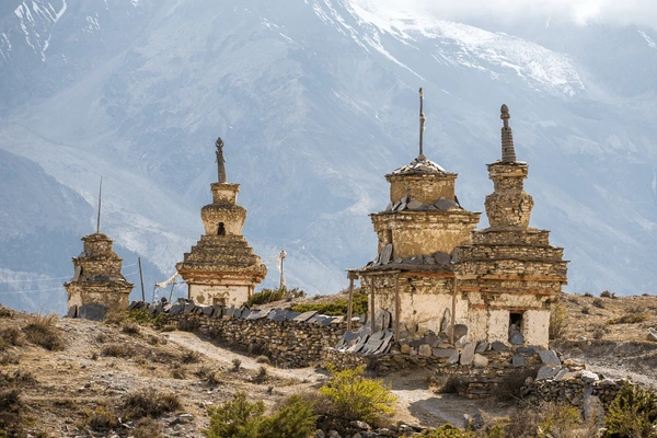 traditional stupas in langtang