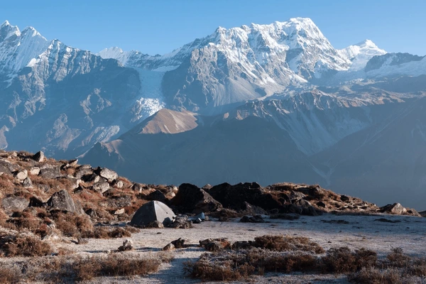 view of langtang lirung from langtang valley