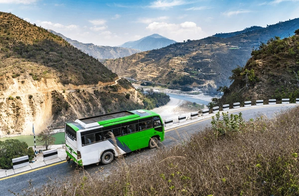 tourist bus heading toward langtang